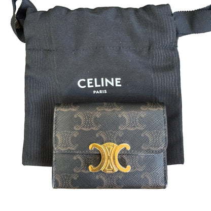 Pre-Owned Celine Triomphe Compact Wallet with Coin Triomphe Canvas CEL.S.1003