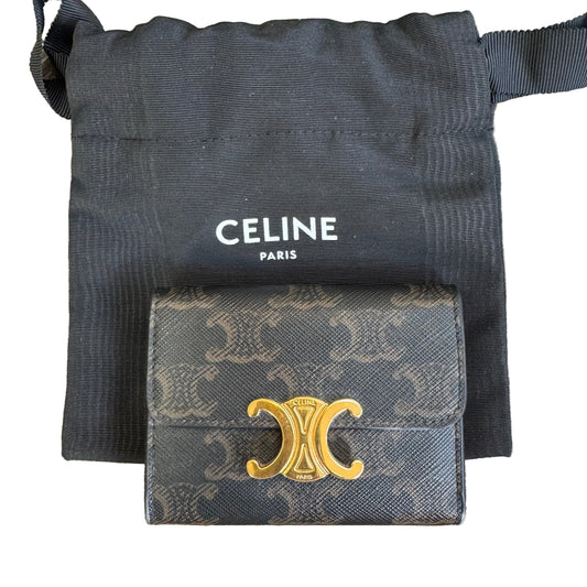 Pre-Owned Celine Triomphe Compact Wallet with Coin Triomphe Canvas CEL.S.1003