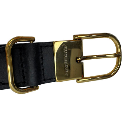 Pre-Owned Burberry Debossed Leather Belt 80 (Black)