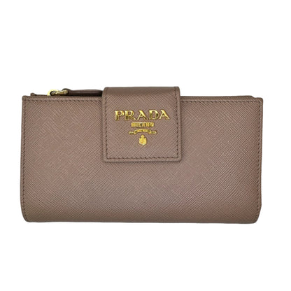 Pre-Owned Prada Long Saffiano Leather Wallet (Beige)