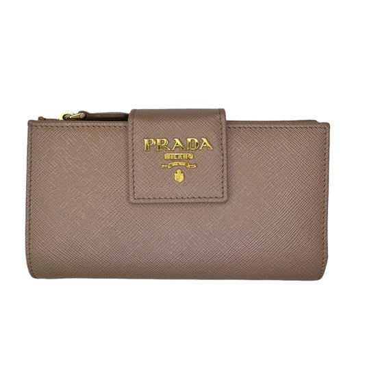 Pre-Owned Prada Long Saffiano Leather Wallet (Beige)