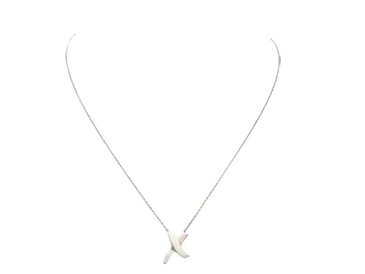 Pre-Owned Tiffany & Co Stainless Steel Paloma Picasso Kiss X Necklace TIF.A.1004
