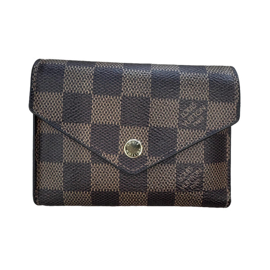 Pre-Owned Louis Vuitton Portefeuille Victorine Damier Ebene Canvas Wallet (Pink Interior)-LOU.S.1262
