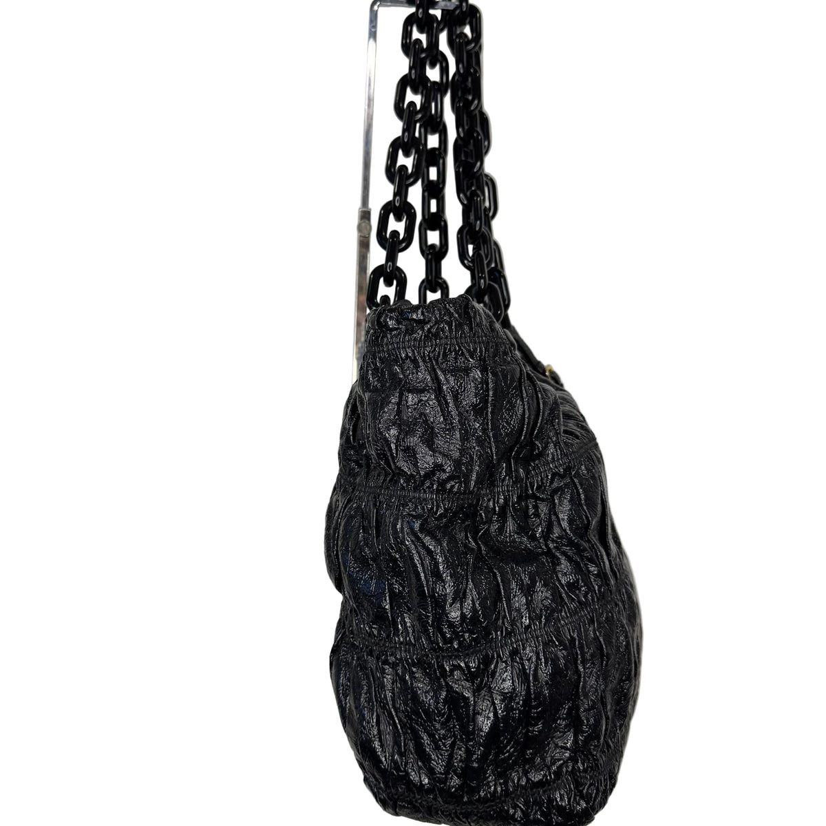 Pre-Owned Prada Gaufre Large Gathered Patent Leather Tote Bag PRA.B.1013