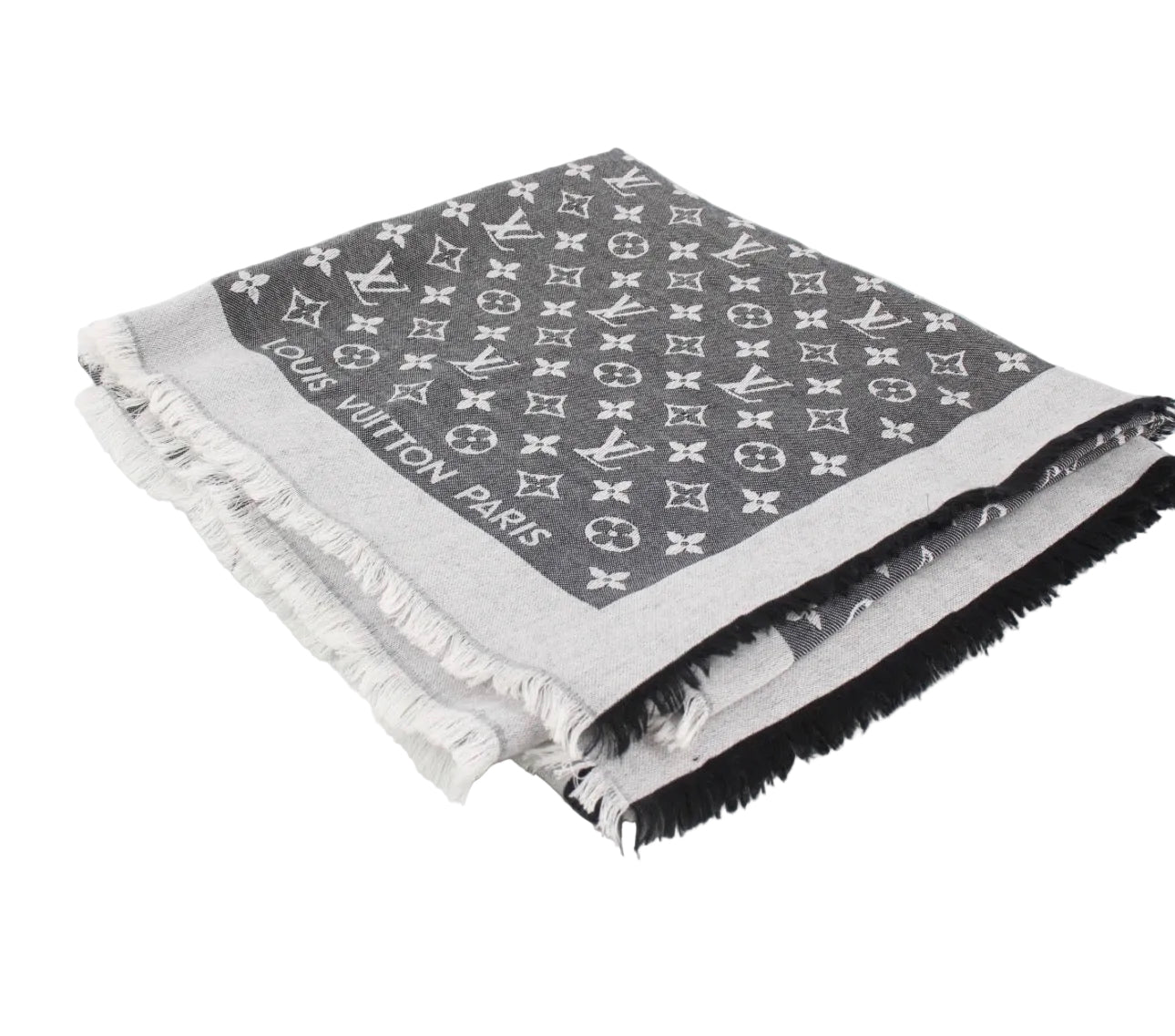 Pre-Owned Louis Vuitton Monogram Shine Blanket Shawl (Black/Gray) LOU.A.1033