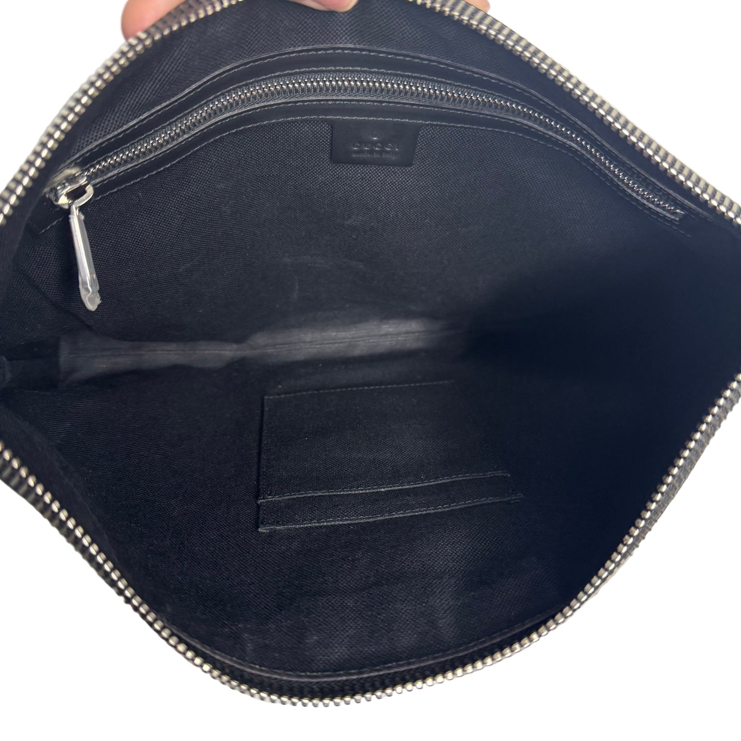 Pre-Owned Gucci Web Medium GG Supreme Coated Crossbody (Black) GUC.B.1047