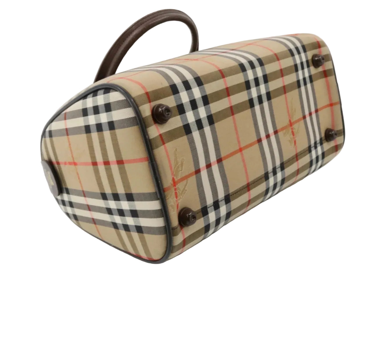 Pre-Owned Burberry Vintage Boston Haymark Check Canvas Top Handle BUR.B.1036