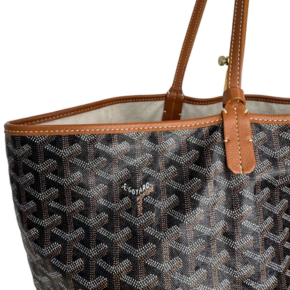 Pre-Owned Goyard Saint Louis Coated Canvas Tote (Black & Tan) GOY.B.1002