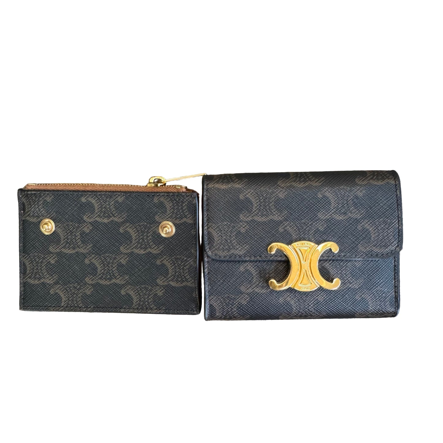 Pre-Owned Celine Triomphe Compact Wallet with Coin Triomphe Canvas CEL.S.1003