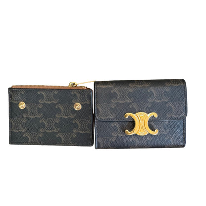 Pre-Owned Celine Triomphe Compact Wallet with Coin Triomphe Canvas CEL.S.1003