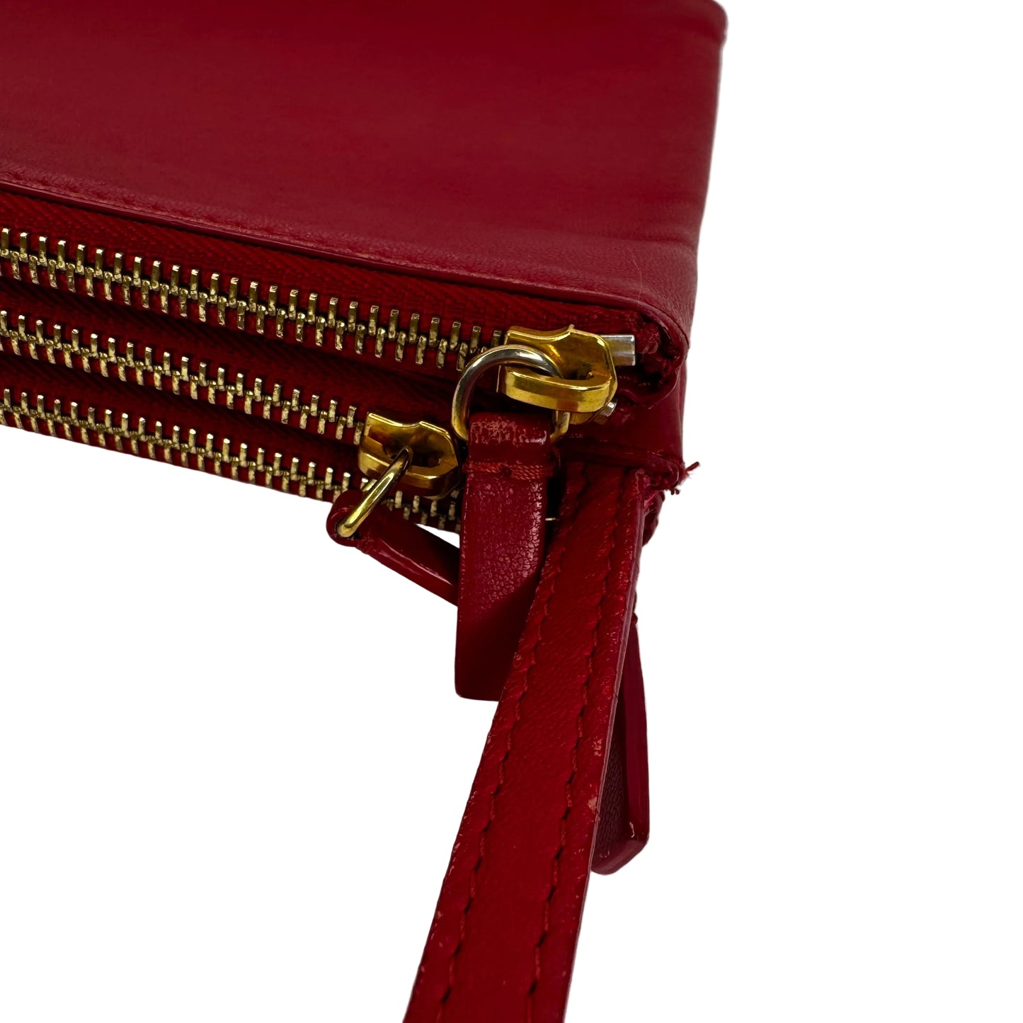 Pre-Owned Celine Triple Pochette Soft Leather Crossbody (Red) CEL.B.1005