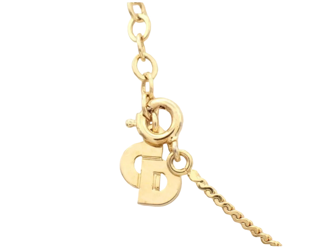 Pre-Owned Christian Dior CD Gold Plated Large Logo Necklace DIO.J.1006
