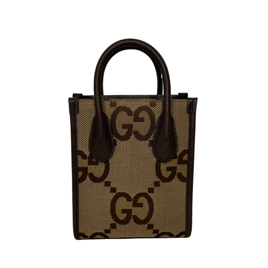 Pre-Owned Gucci Jumbo Mini Web Canvas & Leather Tote Crossbody GUC.B.1043