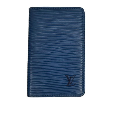 Pre-Owned Louis Vuitton Pocket Organizer Epi Leather Card Holder (Toledo Blue) LOU.S.1182