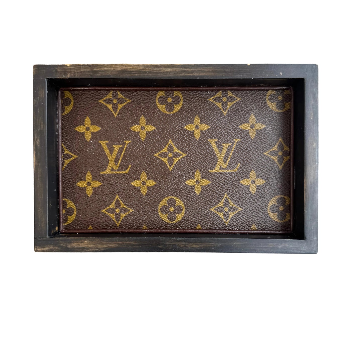 Rustic Black 5"x7" Tray with Leather Edge