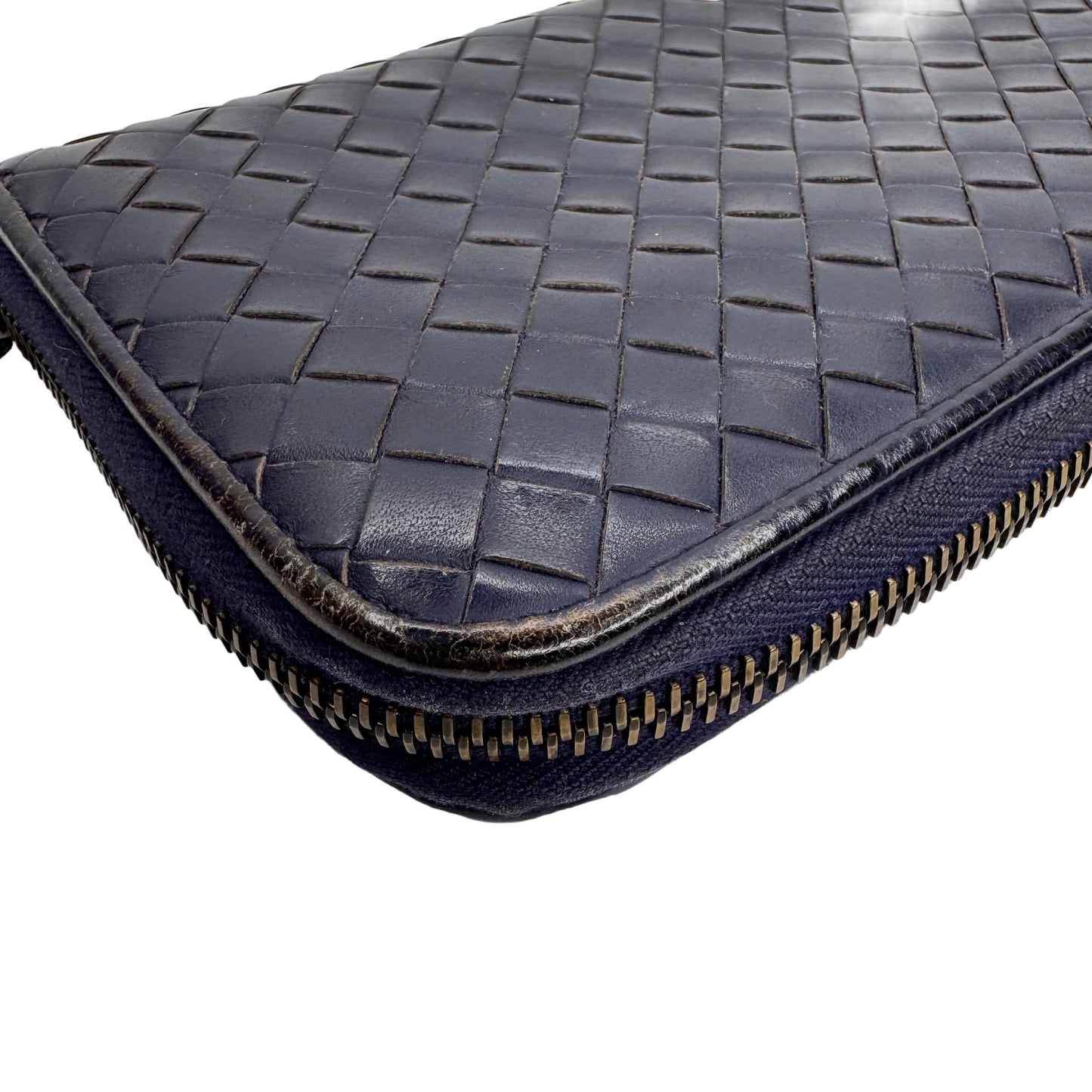Pre-Owned Bottega Veneta Intrecciato Zippy Wallet (Navy) BOT.S.1004