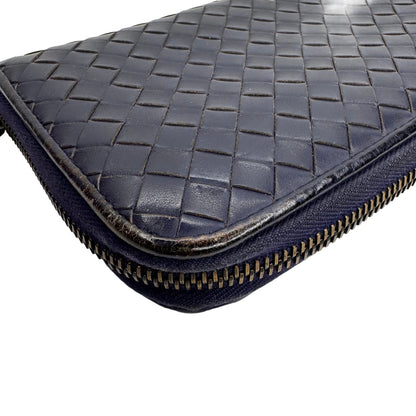 Pre-Owned Bottega Veneta Intrecciato Zippy Wallet (Navy) BOT.S.1004