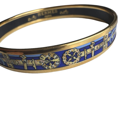 Pre-Owned Hermes Blue Patterned Bangle Bracelet HER.J.1013