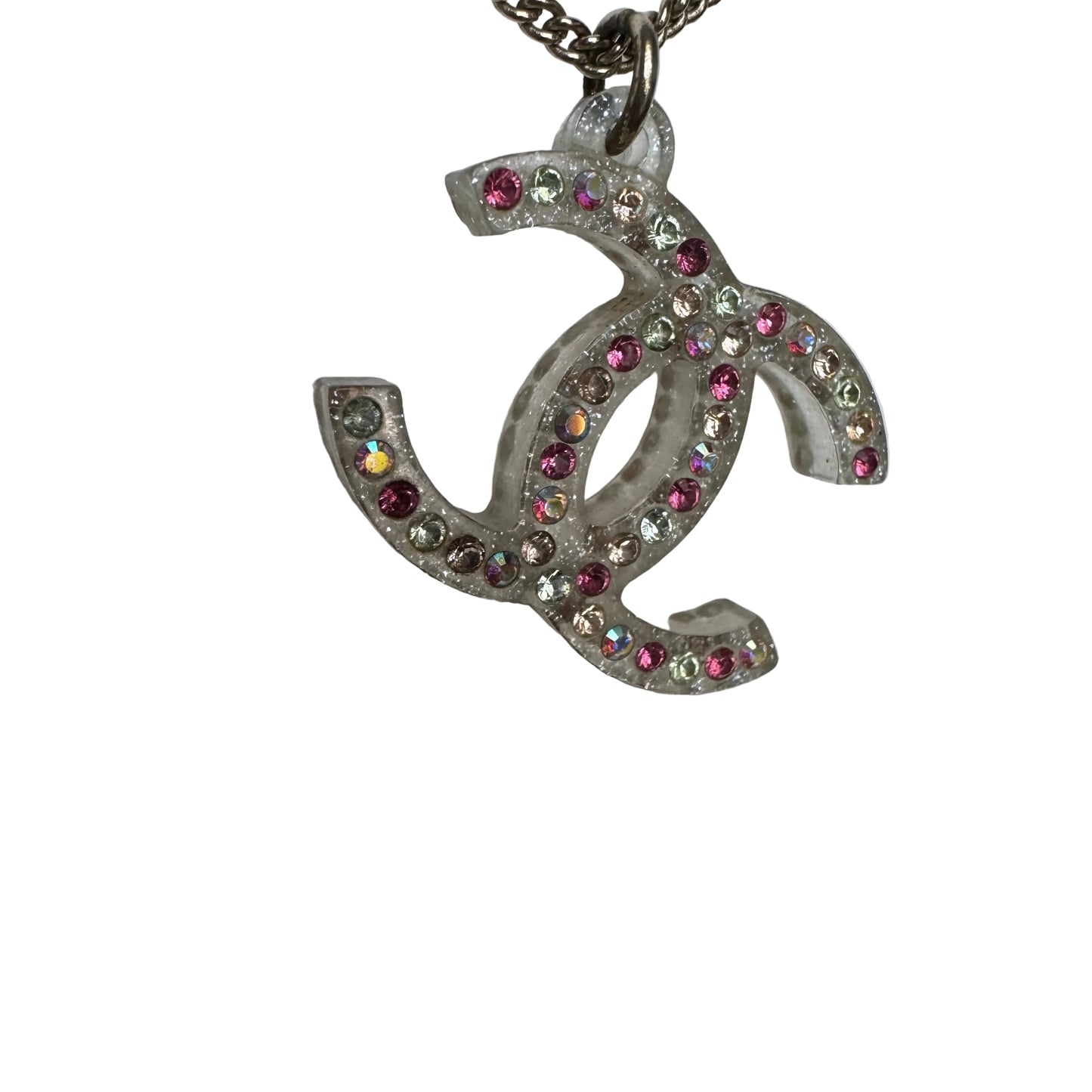 Pre-Owned Chanel Acrylic Coco Mark Colored Stone 04' Necklace CHA.J.1132
