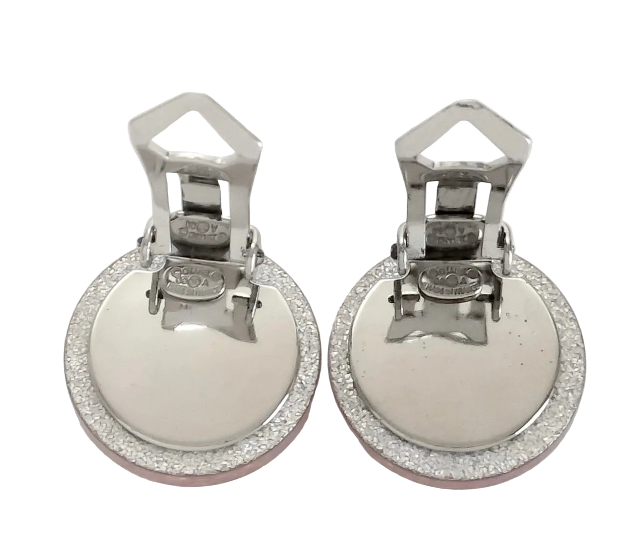 Pre-Owned Chanel 2000 CC Glitter Clip On Earrings (Light Pink) CHA.J.1118