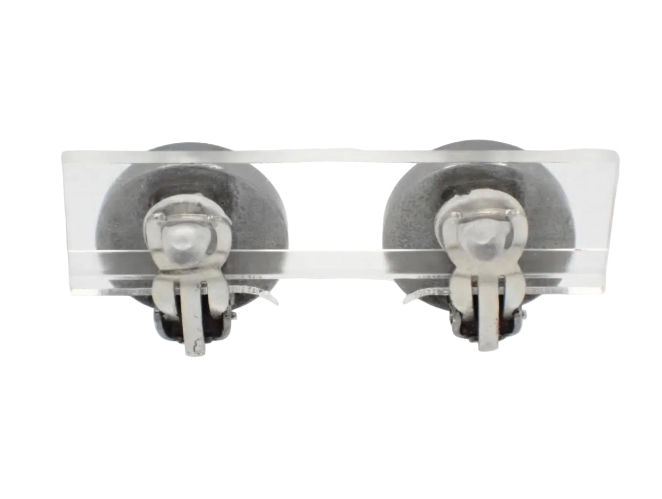 Pre-Owned Chanel Gold Edge Silver Coco Mark Clip on Earrings 1996 CHA.J.1143