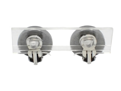 Pre-Owned Chanel Gold Edge Silver Coco Mark Clip on Earrings 1996 CHA.J.1143