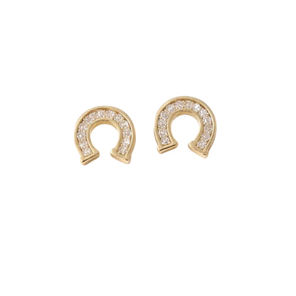 Fashion Horseshoe Gold Plated Stud Earrings