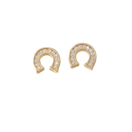 Fashion Horseshoe Gold Plated Stud Earrings