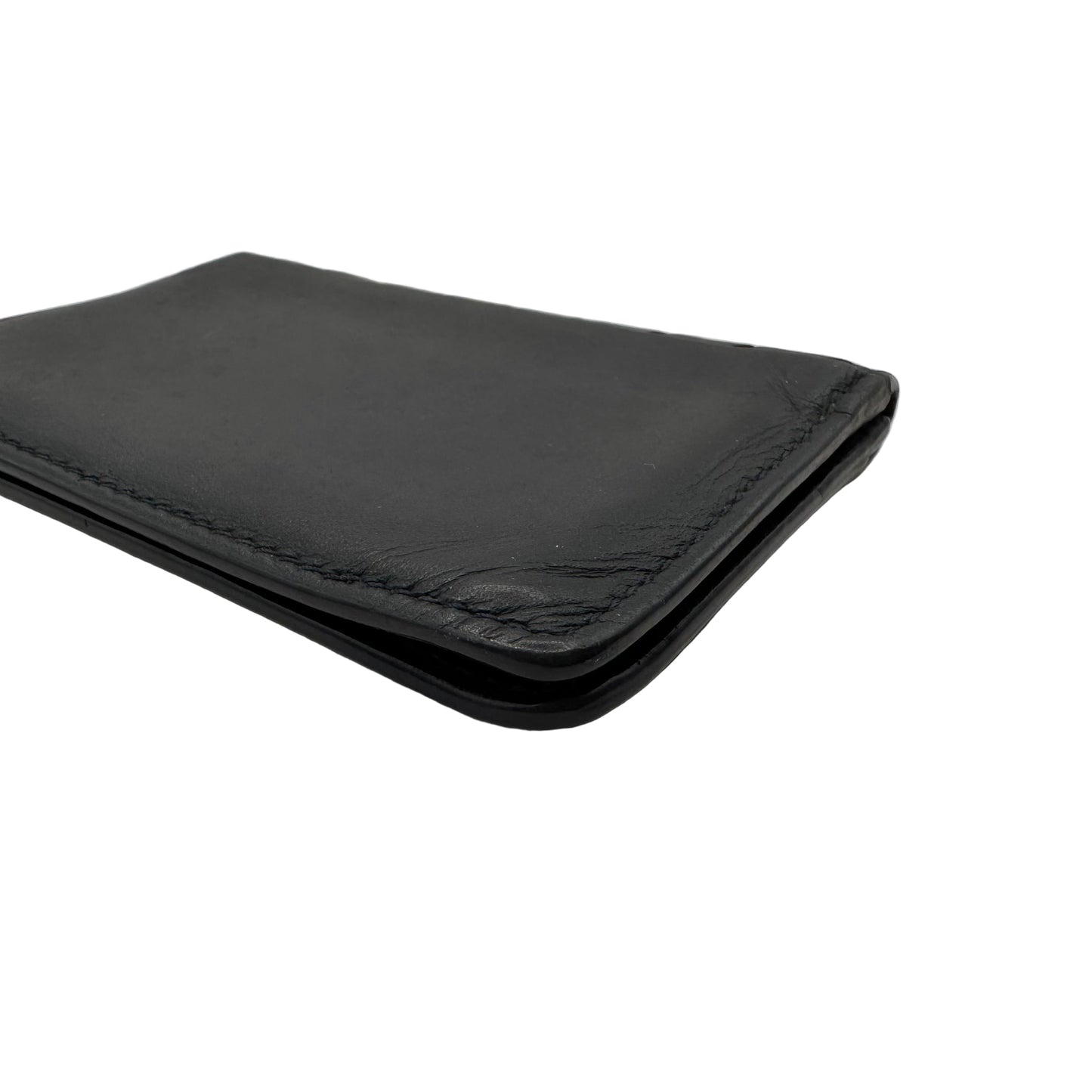 Pre-Owned Bottega Veneta Intrecciato Business Card Holder Leather (Blac) BOT.S.1000