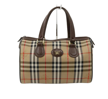 Pre-Owned Burberry Vintage Boston Haymark Check Canvas Top Handle BUR.B.1036