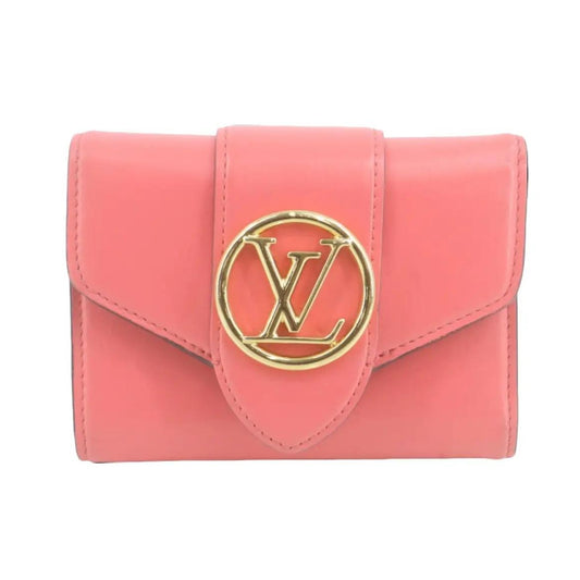 Pre-Owned Louis Vuitton Port Neuf Smooth Leather Bifold Wallet (Pink & Blue) LOU.S.1143