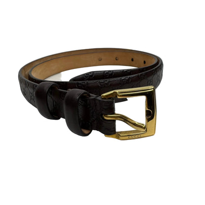 Pre-Owned Gucci Guccissima Leather Belt 85 (Brown)