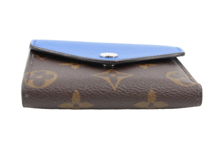 Pre-Owned Louis Vuitton Zoe Blue Leather & Monogram Canvas Wallet- LOU.S.1153