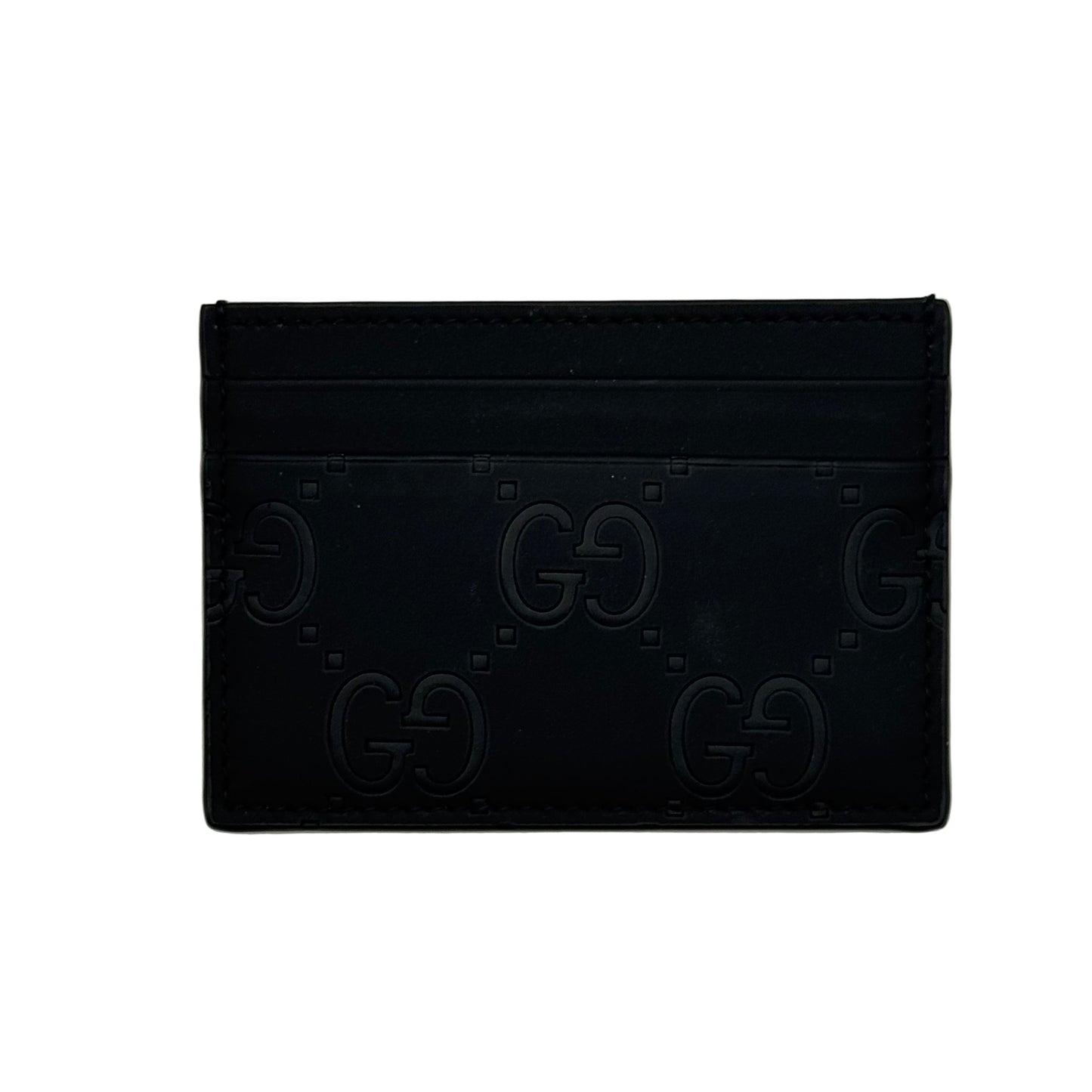 Pre-Owned Gucci Jumbo GG Matte Leather sCard Holder (Black) GUC.S.1011