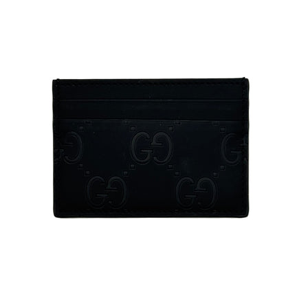 Pre-Owned Gucci Jumbo GG Matte Leather sCard Holder (Black) GUC.S.1011