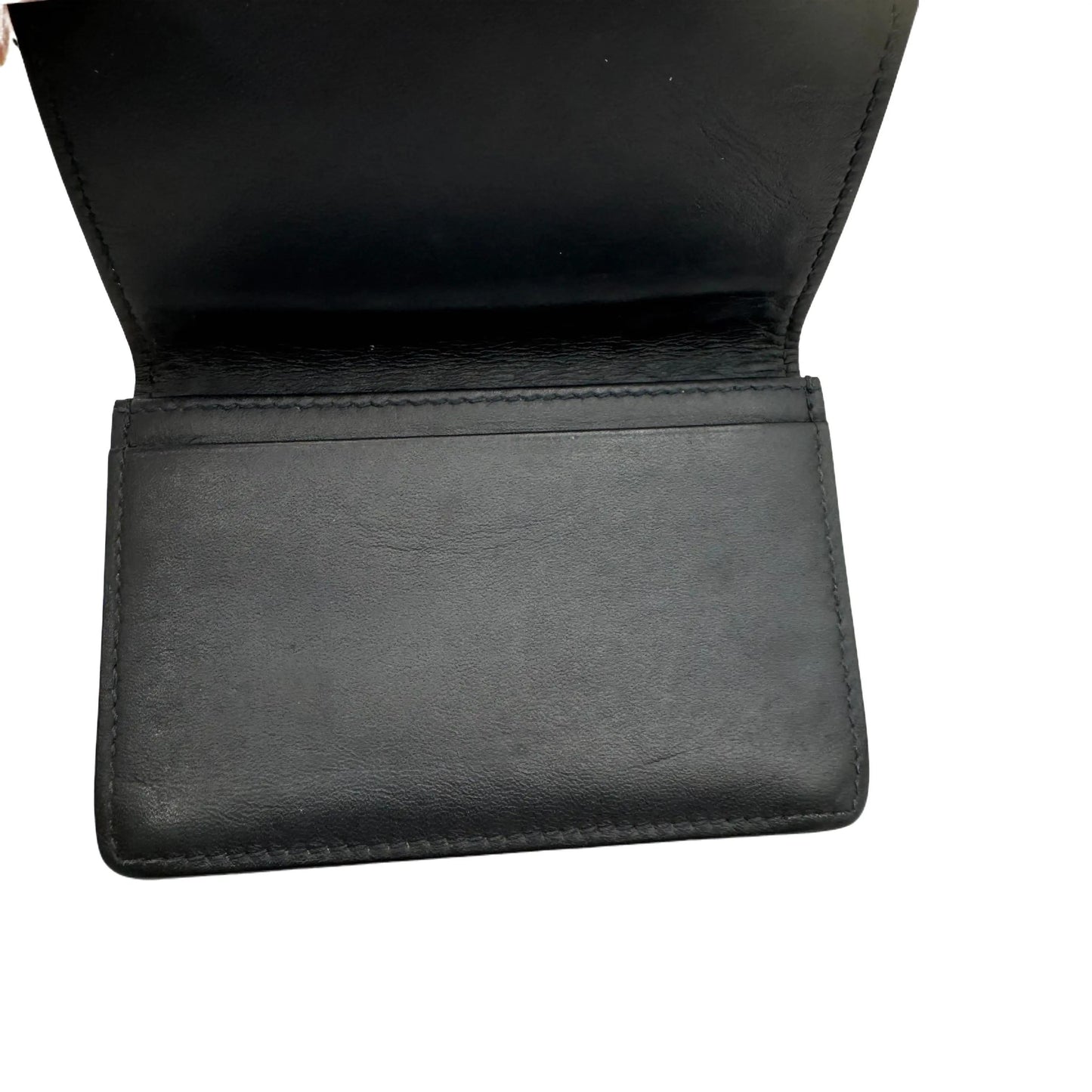 Pre-Owned Bottega Veneta Intrecciato Business Card Holder Leather (Blac) BOT.S.1000