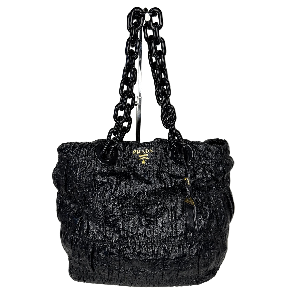 Pre-Owned Prada Gaufre Large Gathered Patent Leather Tote Bag PRA.B.1013