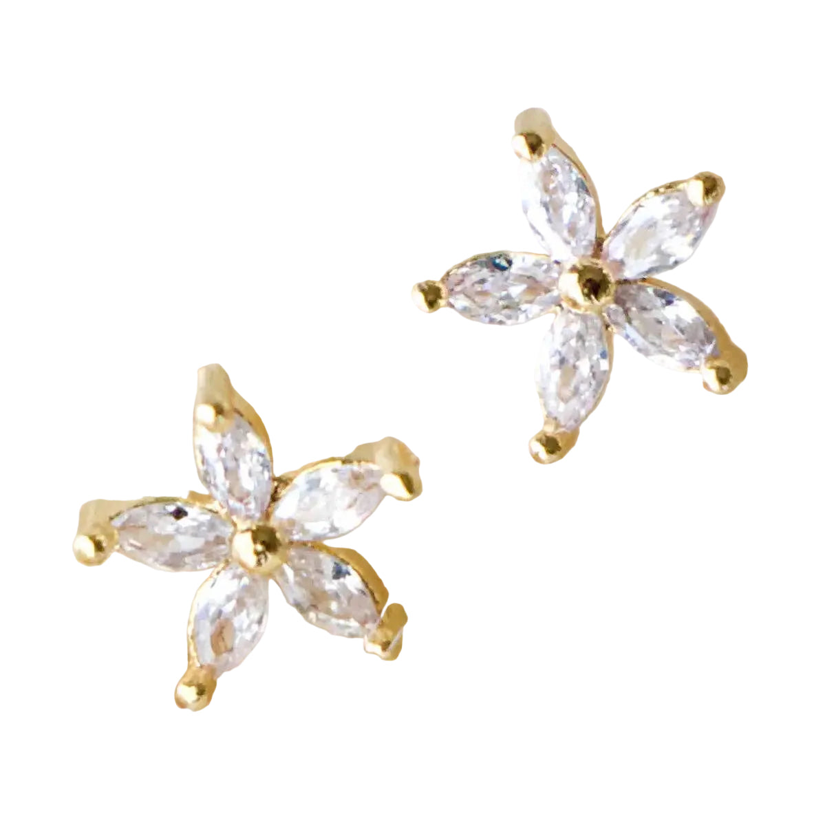 Fashion CZ Flower Stud Gold Plated Earrings
