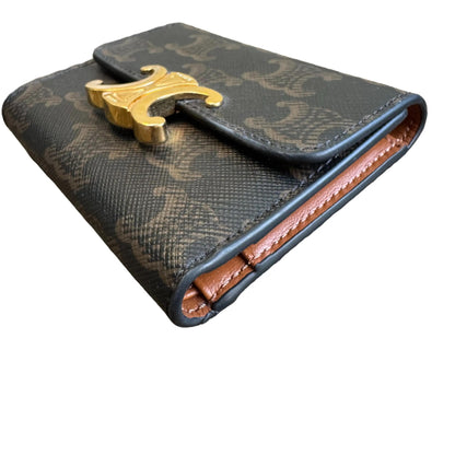 Pre-Owned Celine Triomphe Compact Wallet with Coin Triomphe Canvas CEL.S.1003