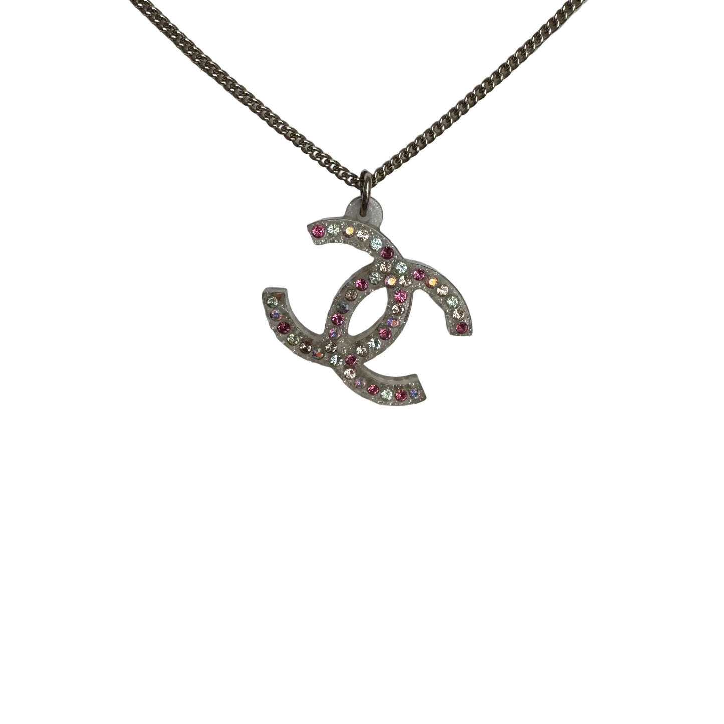 Pre-Owned Chanel Acrylic Coco Mark Colored Stone 04' Necklace CHA.J.1132