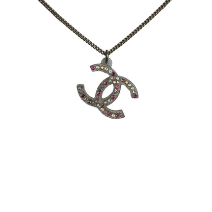 Pre-Owned Chanel Acrylic Coco Mark Colored Stone 04' Necklace CHA.J.1132