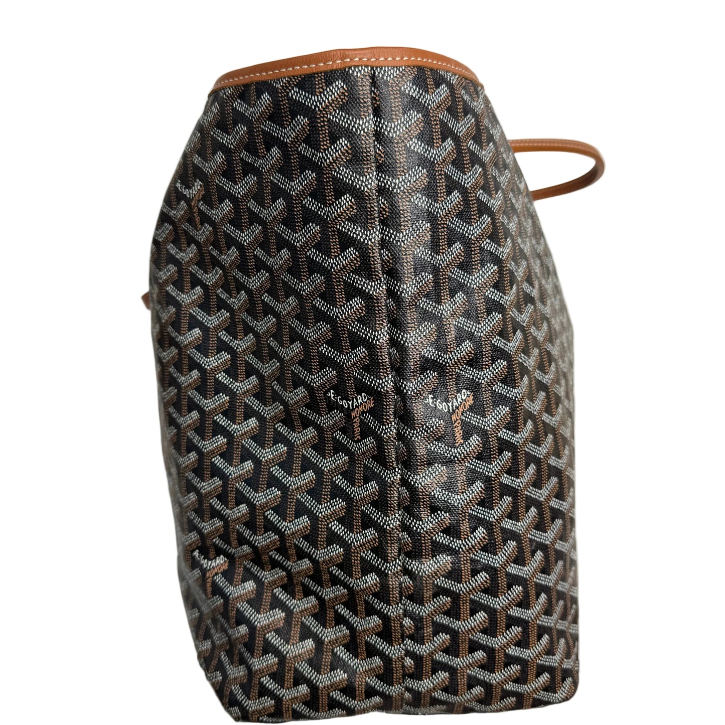 Pre-Owned Goyard Saint Louis Coated Canvas Tote (Black & Tan) GOY.B.1002