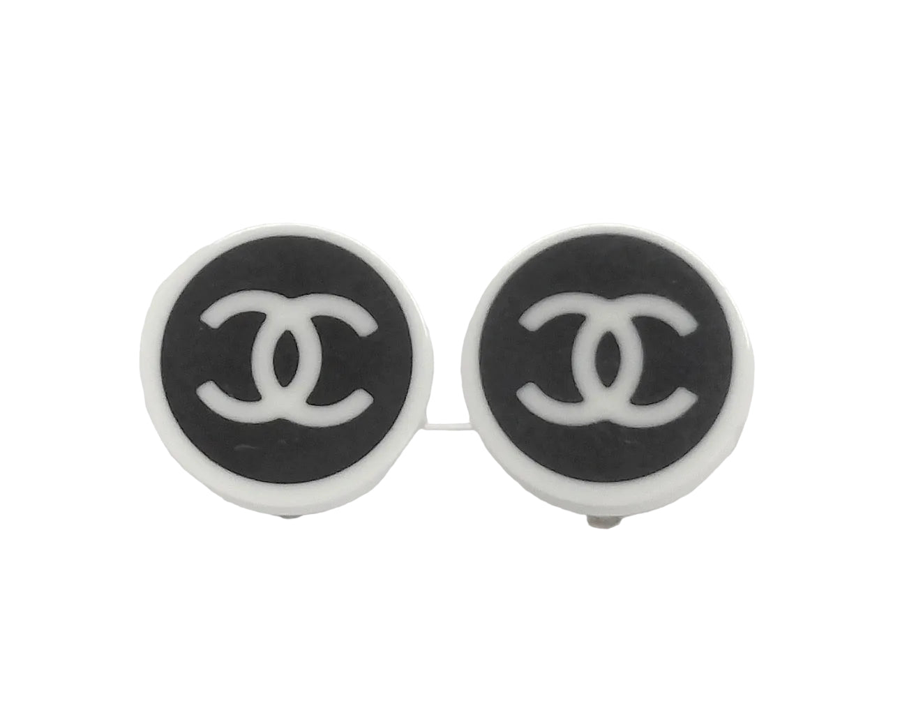 Pre-Owned Chanel Black & White Resin Coco Mark Clip on Earrings CHA.J.1142