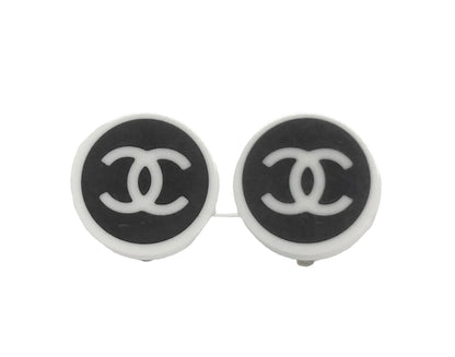 Pre-Owned Chanel Black & White Resin Coco Mark Clip on Earrings CHA.J.1142