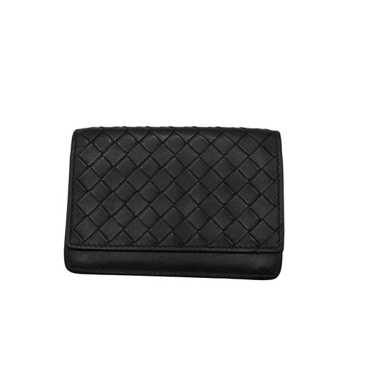 Pre-Owned Bottega Veneta Intrecciato Business Card Holder Leather (Blac) BOT.S.1000