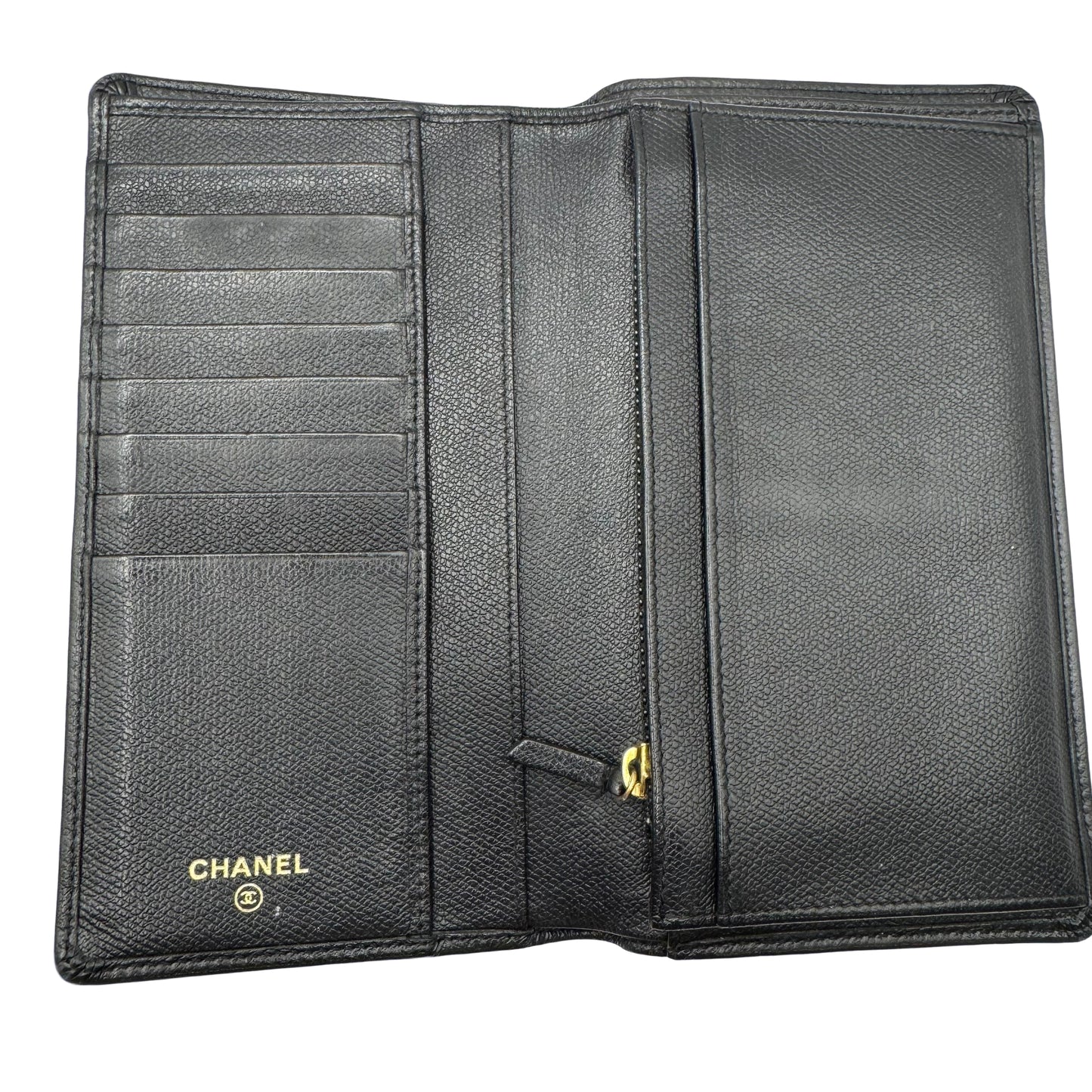 Pre-Owned Chanel Coco Button Calf Leather Long Wallet CHA.S.1008