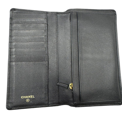 Pre-Owned Chanel Coco Button Calf Leather Long Wallet CHA.S.1008