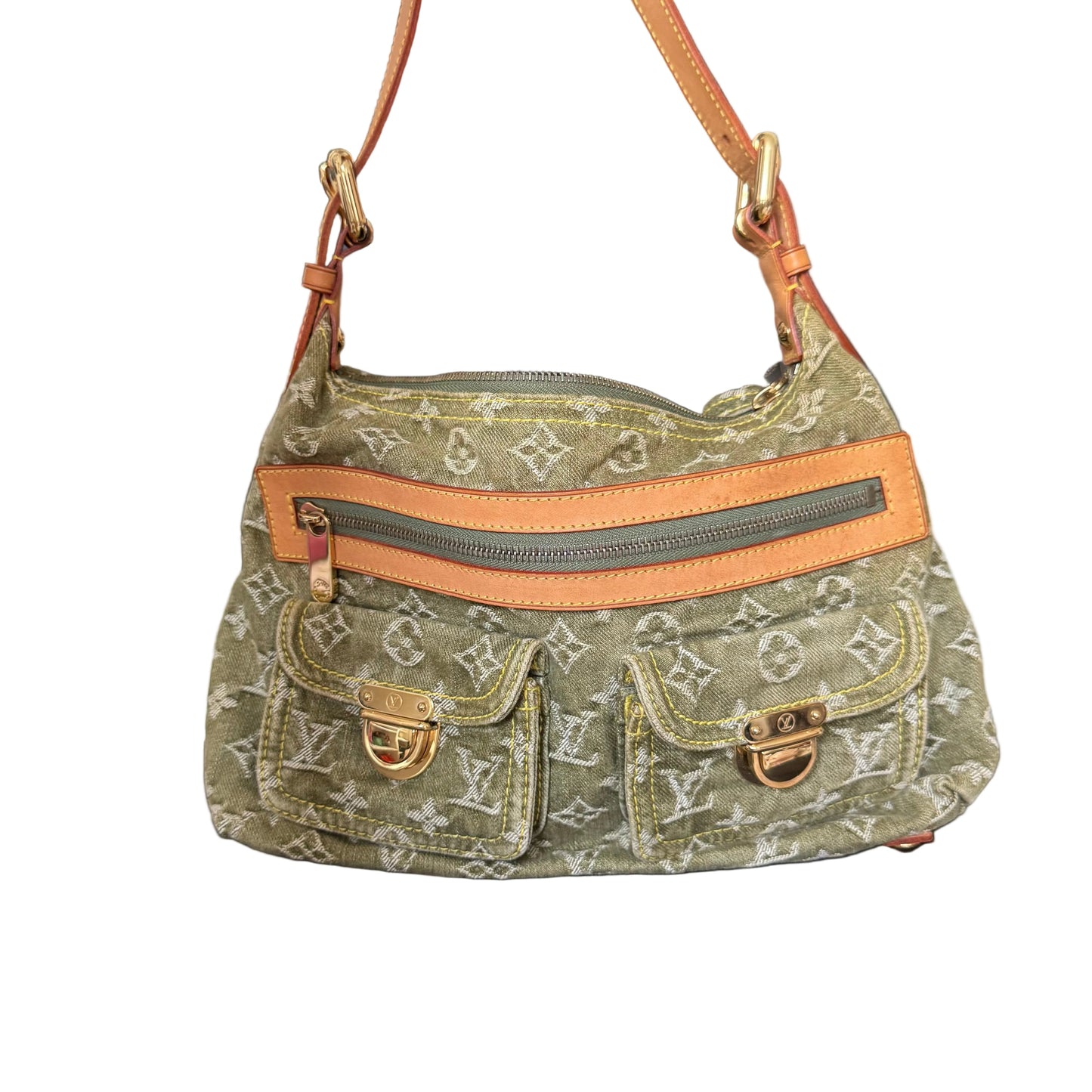 Pre-Owned Louis Vuitton Vintage 2006 Baggy PM Monogram Denim Shoulder Bag LOU.B.1175 (Green)