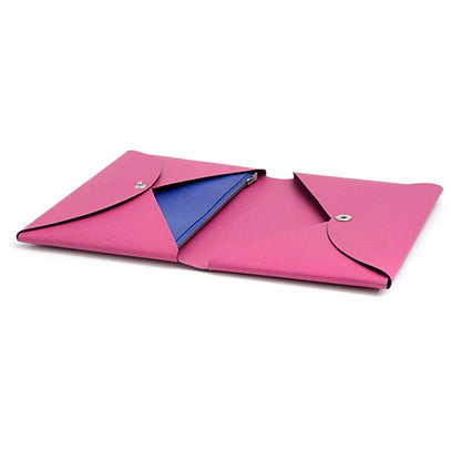 Pre-Owned Hermès Calvi GM Epsom Leather Clutch Bag (Rose Purple and Blue)