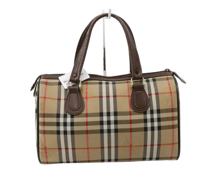 Pre-Owned Burberry Vintage Boston Haymark Check Canvas Top Handle BUR.B.1036